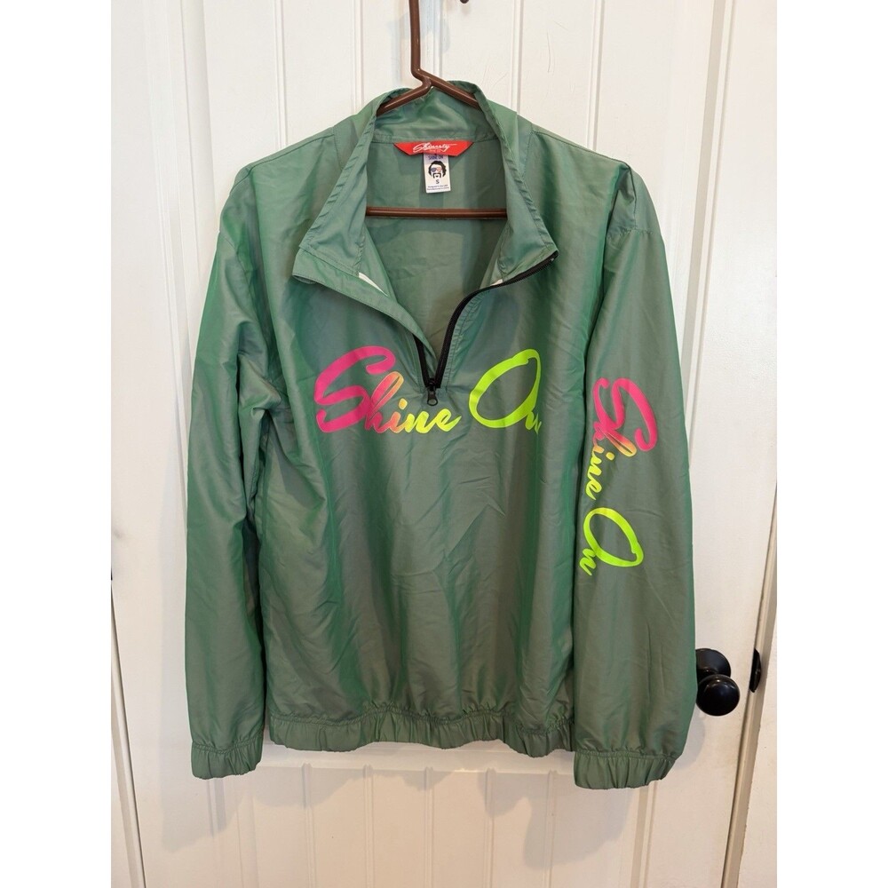 Shinesty Shine On Windbreaker Jacket Womens S Green Neon Graphic Pullover